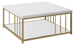 Masuta cafea Zenn, alb/auriu, PAL melaminat/metal, 90x90x40 cm