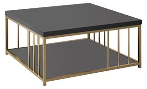 Masuta cafea Zenn, gri antracit/auriu, PAL melaminat/metal, 90x90x40 c