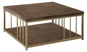 Masuta cafea Zenn, nuc/auriu, PAL melaminat/metal, 90x90x40 cm