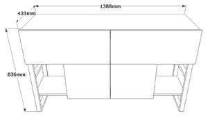 Set comoda si oglinda hol ML26-A, stejar/negru, PAL/metal