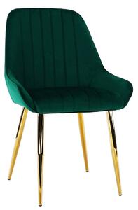 Scaun PERLIA, verde smarald, stofa catifelata/crom auriu, 56x62x89 cm