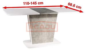 Masa CALIPSO alb/efect de beton 110(145)x68.6x76