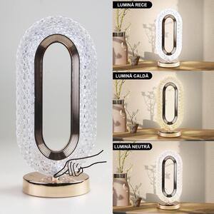 Lampa de masa, cu touch, incarcare USB, Crystal