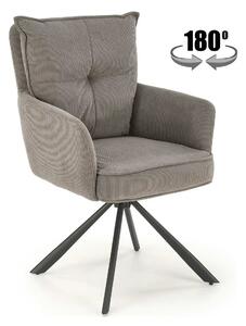 Scaun rotativ K528, gri/negru, stofa catifelata/metal, 60x67x90 cm