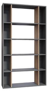 Biblioteca Sanborn, gri/stejar, PAL melaminat, 90x25x164 cm
