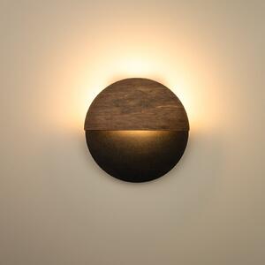SIGMA Aplică LED Luna S, negru/wenge, oțel, lemn, 3.000 K, Negru, Camera de zi / sufragerie, Metal, Modern