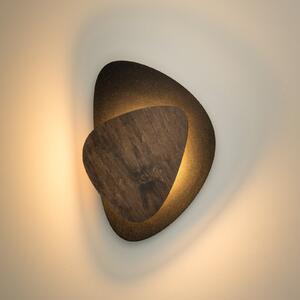 SIGMA Aplică de perete LED Pedra, negru/wenge, oțel, lemn, 3.000 K, Negru, Camera de zi / sufragerie, Metal, Modern