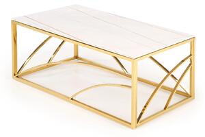Masuta cafea UNIVERSE 3, alb/auriu, ceramica/metal, 120x60x40 cm
