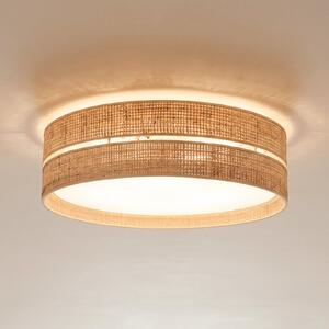 TK Lighting Plafonieră Calma, bej, rafia, Ø 60 cm, E27, reglabil, Bej, Camera de zi / sufragerie, Altele