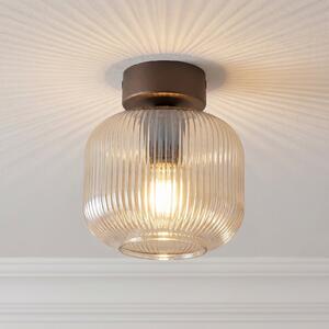 TK Lighting Plafonieră Salvia, maro/cognac, sticlă, Ø 15 cm, E14, reglabil, Maro / Rugină, Camera de zi / sufragerie, Sticlă