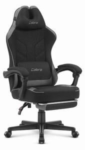 CABRO C504 scaun de gaming cu tapițerie din țesătură și suport pentru picioare, suportă până la 150 kg, negru și gri