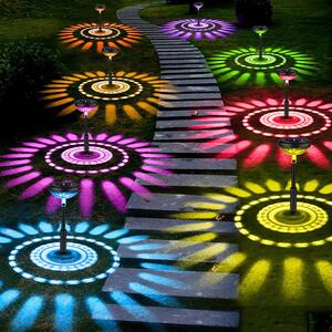 Set 4 lampi solare LED RGB, Alb cald / Multicolor