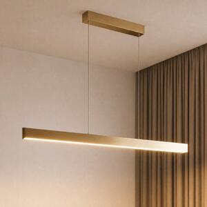 Lucande Lampă suspendată LED Mylosh, auriu, 150 cm, CCT, dimabil, reglabil, Auriu / Alamă, Camera de zi / sufragerie, Aluminiu, Modern