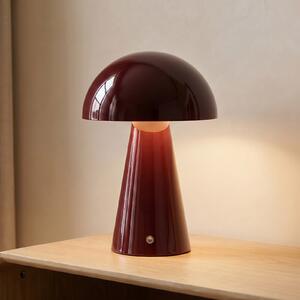 Lindby Lampa de masă cu baterie și LED Nevijo, roșie, Ø 20 cm, USB, dimabil, reglabil, Roșu, Camera de zi / sufragerie, Metal, Modern