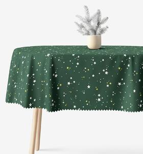Goldea față de masă de crăciun impermeabilă - steluțe pe verde - ovală 140 x 240 cm