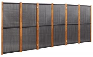 Paravan de cameră cu 6 panouri, negru, 420x180 cm