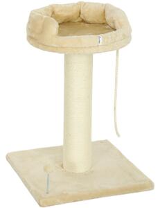 PawHut Copac Zgâriat pentru Pisici, Patut, Minge, Sfoară de Joacă, Plus și Sisal, 55x55x83cm, Beige | Aosom Romania