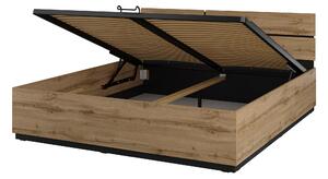 Pat matrimonial 180 cm Crossroad S52 (stejar wotan + negru) (lift cu gaz). Promo -12%. 1118259