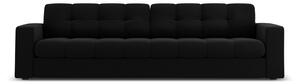 Canapea Justin cu 4 locuri si tapiterie din catifea, negru