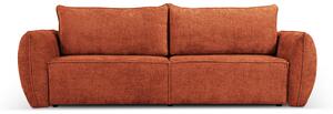 Canapea extensibila Kaelle cu 3 locuri si tapiterie din tesatura structurala, rosu teracota