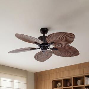 Lucande Ventilator de tavan Silvaris, Ø 132 cm, aspect lemn, DC, silențios, Lemn, Camera de zi / sufragerie, Plastic, Scandinavă