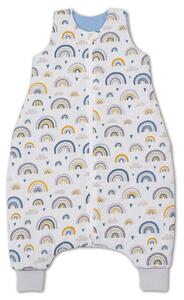 Sac de dormit cu picioare pentru copii 18-36 luni Kidizi Blue Rainbow 1 tog, mansete transformabile in soseta