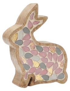 Iepuras de Paste din lemn MOSAIC BUN 15 cm, colorat
