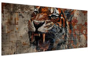 Tablou - Tigru din Cărămizi (120x50 cm)