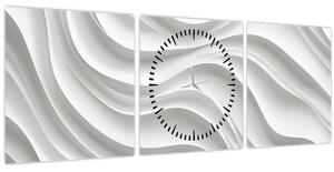 Tablou - Valuri Albe 3D (cu ceas) (90x30 cm)