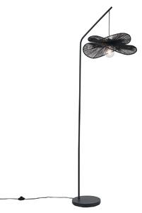 Lampă de podea Art Deco neagră cu abajur negru - Nest