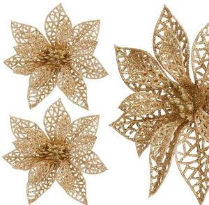 Set 3 ornamente brad Craciun Steaua Bethleemului auriu, 10x10 cm
