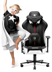 Scaun gaming din material pentru copii Diablo X-Player 2.0: alb-negru Kids Size Diablochairs
