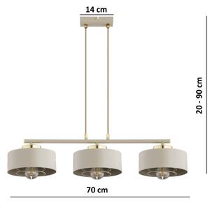 Brilagi - Lustră suspendată pe cablu SPRING 3xE27/60W/230V bej/auriu