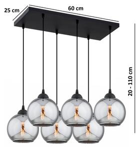 Brilagi - Lustră pe cablu DIOR 6xE27/60W/230V negru/gri fumuriu