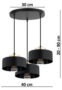 Brilagi - Lustră suspendată cu cablu SPRING 3xE27/60W/230V negru/auriu