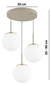 Brilagi - Lustră suspendată pe cablu MILO ECRU 3xE27/60W/230V, bej/auriu