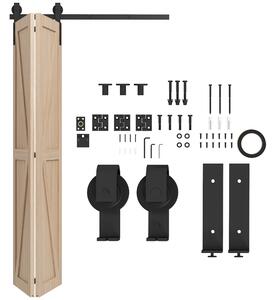 HOMCOM Set pentru Ușă Glisantă din Oțel Carbonat Negru 122x0.5x4 cm | Aosom Romania
