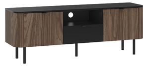 Comodă TV Epulos I, Negru, Nuc, MDF, PAL laminat, 55x151x39cm, 33.5 kg