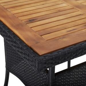 Masa de exterior, negru, poliratan si lemn masiv de acacia - V46171V