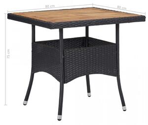 Masa de exterior, negru, poliratan si lemn masiv de acacia - V46171V