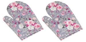 Mănușă de bucătărie Bellatex Floare roz, 28 x 18 cm, 2 buc