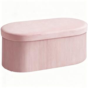 HOMCOM Pouf pliabil cu spațiu de depozitare modern, tapițat cu catifea, 72L, pentru living și dormitor, 76x38x35 cm, Roz | Aosom Romania