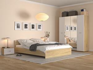 Dormitor Alex Sonoma/alb cu Oglinda 90x200 cm