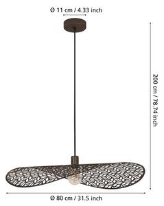Eglo 44167 - Lustră SWABY suspendată pe cablu, 1xE27/60W/230V, diametru 80 cm, bronz