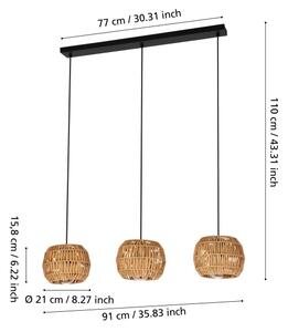 Eglo 44144 - Lustră suspendată pe cablu SHELDON, 3x E27/40W/230V, maro