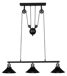 Reality - Candelabru suspendat pe cablu POULI, 3xE27/40W/230V, negru