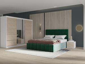 Set dormitor Royal 250, Verde cu Dulap Alb/Sonoma