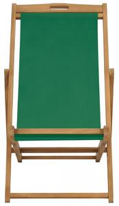 Scaun de plaja pliabil, verde, lemn masiv de tec - V47416V