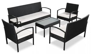 Set mobilier de gradina cu perne, 5 piese, negru, poliratan - V44185V