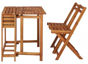 Masa cu jardiniera de balcon cu 2 scaune bistro, lemn de acacia - V45910V